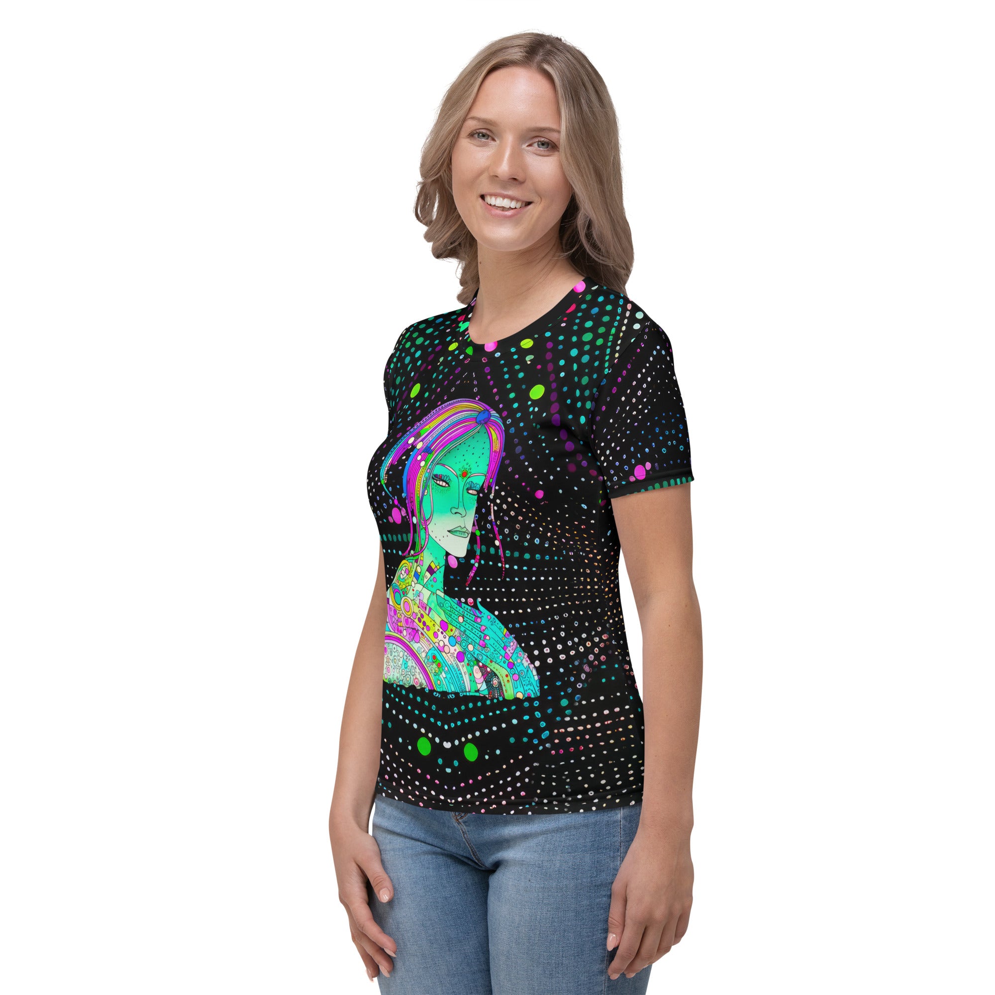 Women's Retro Pop Blast Crew Neck Tee - Vibrant Fashion