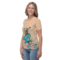 Close-up of Whispering Petals Women's Crewneck Tee floral design