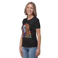 Meadow Magic Women's Crew Neck T-Shirt on a clothing mannequin.