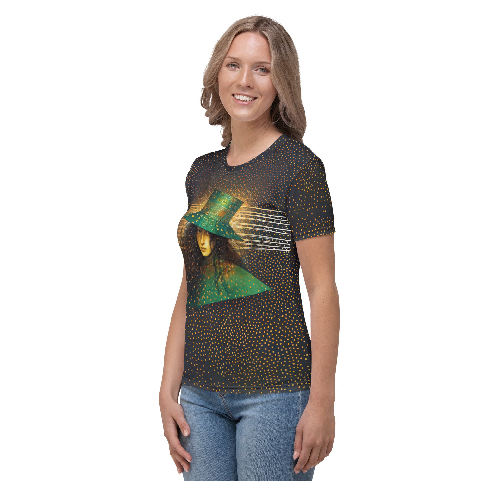 Limitless Adventure Women's Crew Neck T-Shirt folded neatly, highlighting the stylish design.