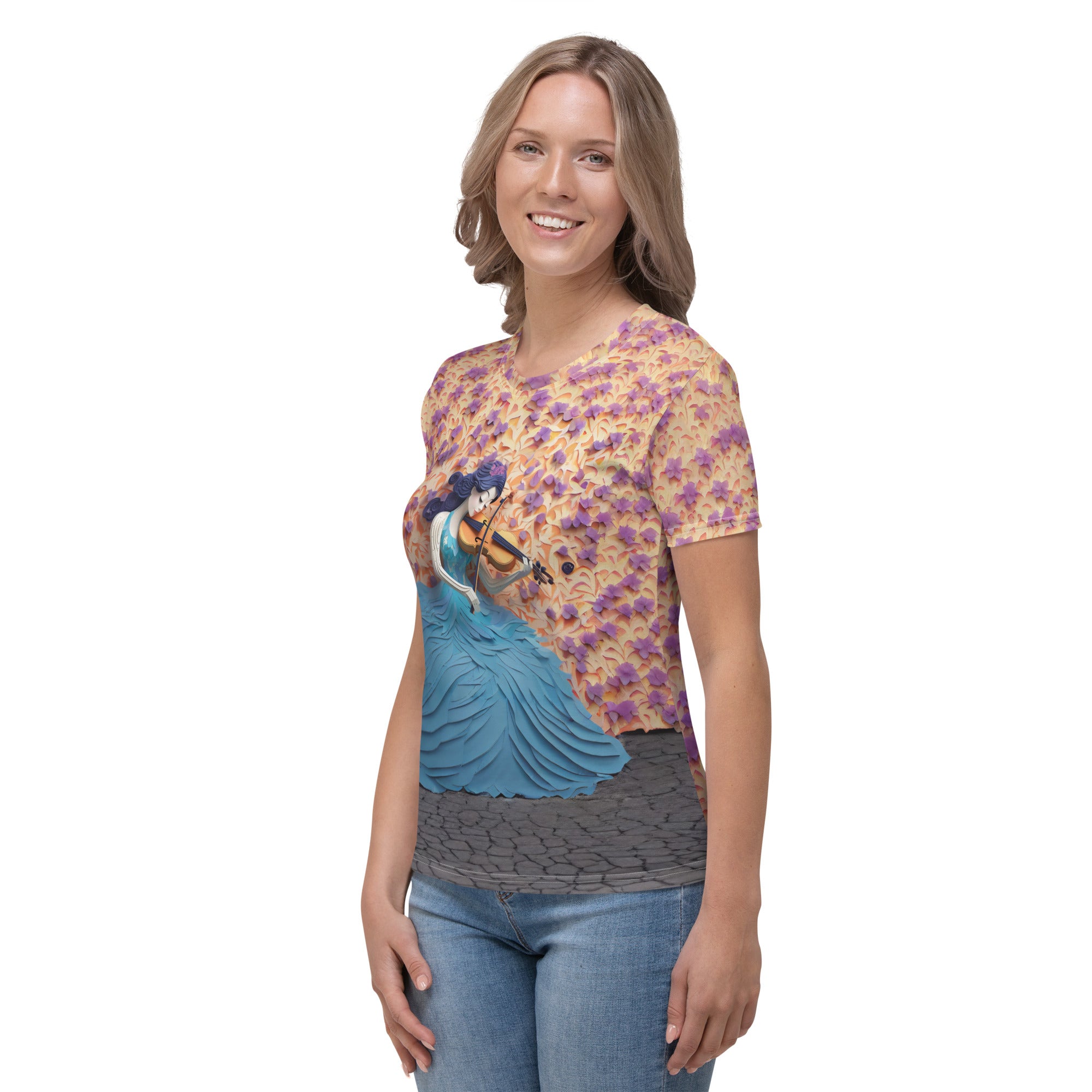 Artistic Owl Graphic Women's Crew Neck T-Shirt.