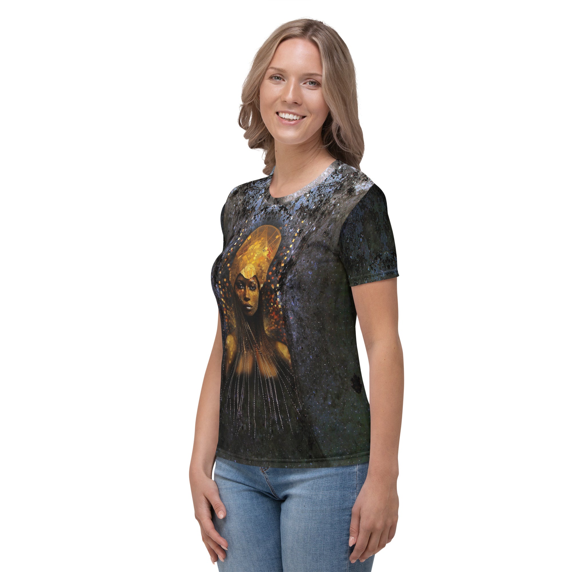 Stylish Abstract Artistry Women's crewneck t-shirt on display