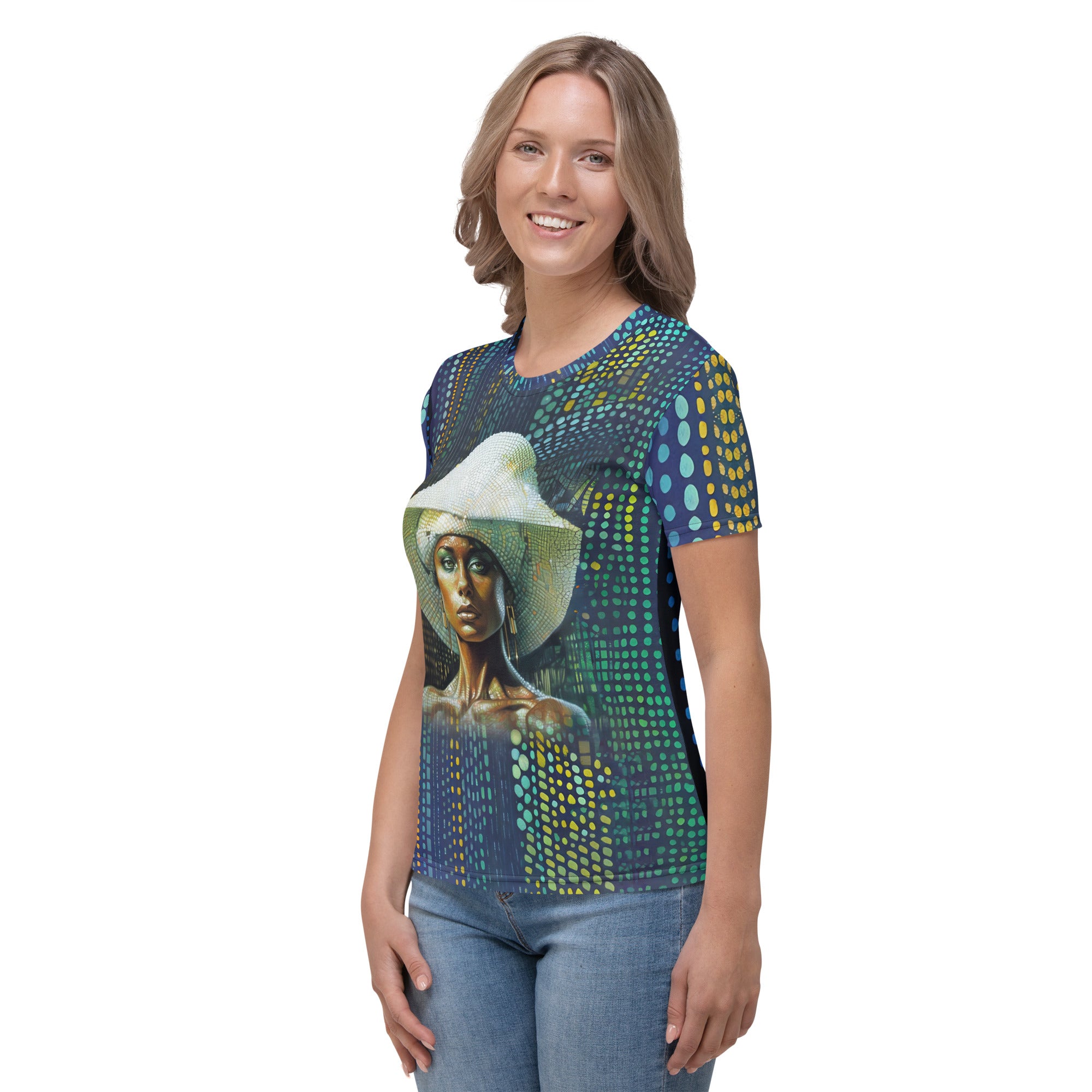 Ethereal Glow Beyond Style women's crew neck with radiant design.