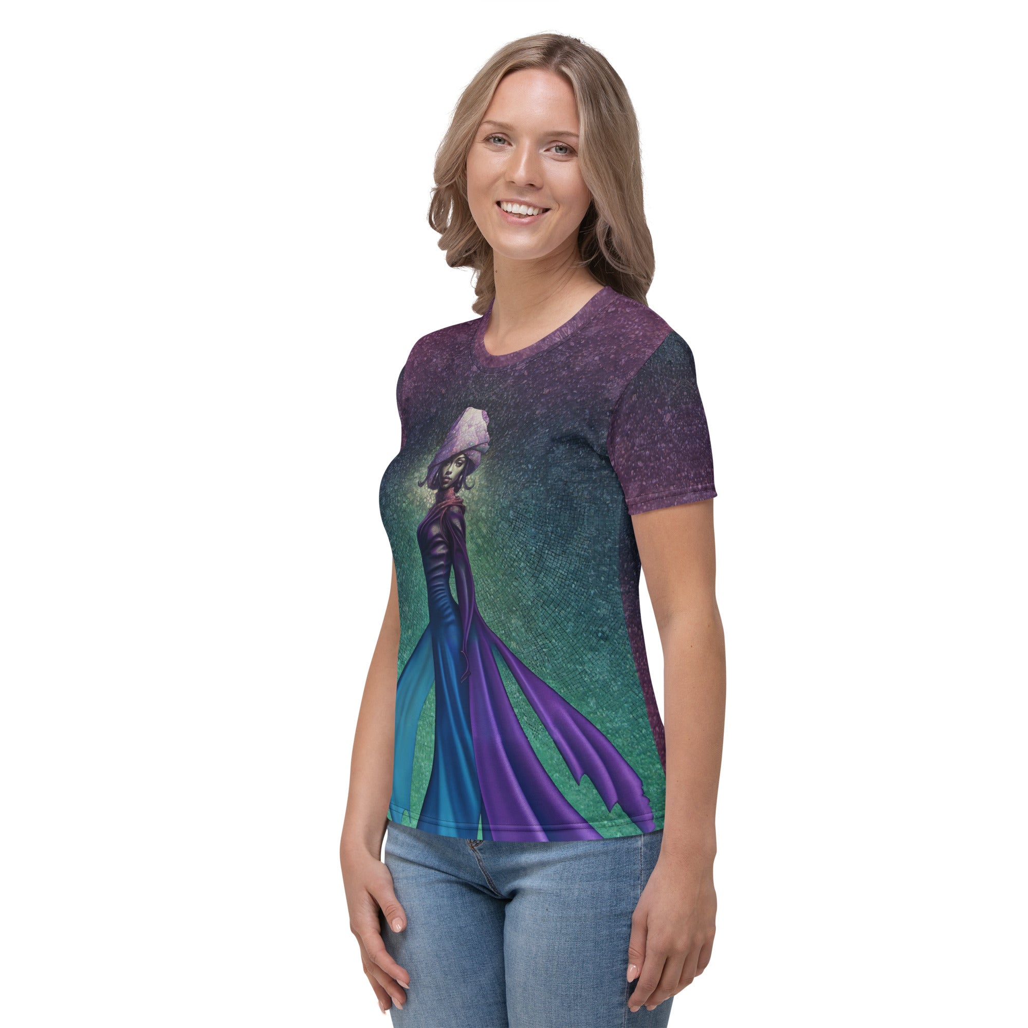 Free-spirited Boho Rhapsody women's crew neck top.