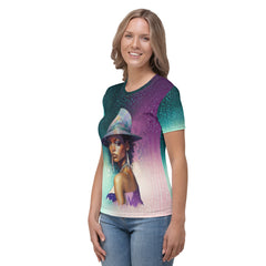 Enchanted Forest Beyond Style women's crew neck with forest print.