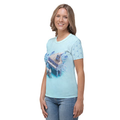 Comfortable Women's Crew Neck T-Shirt with butterfly pattern.