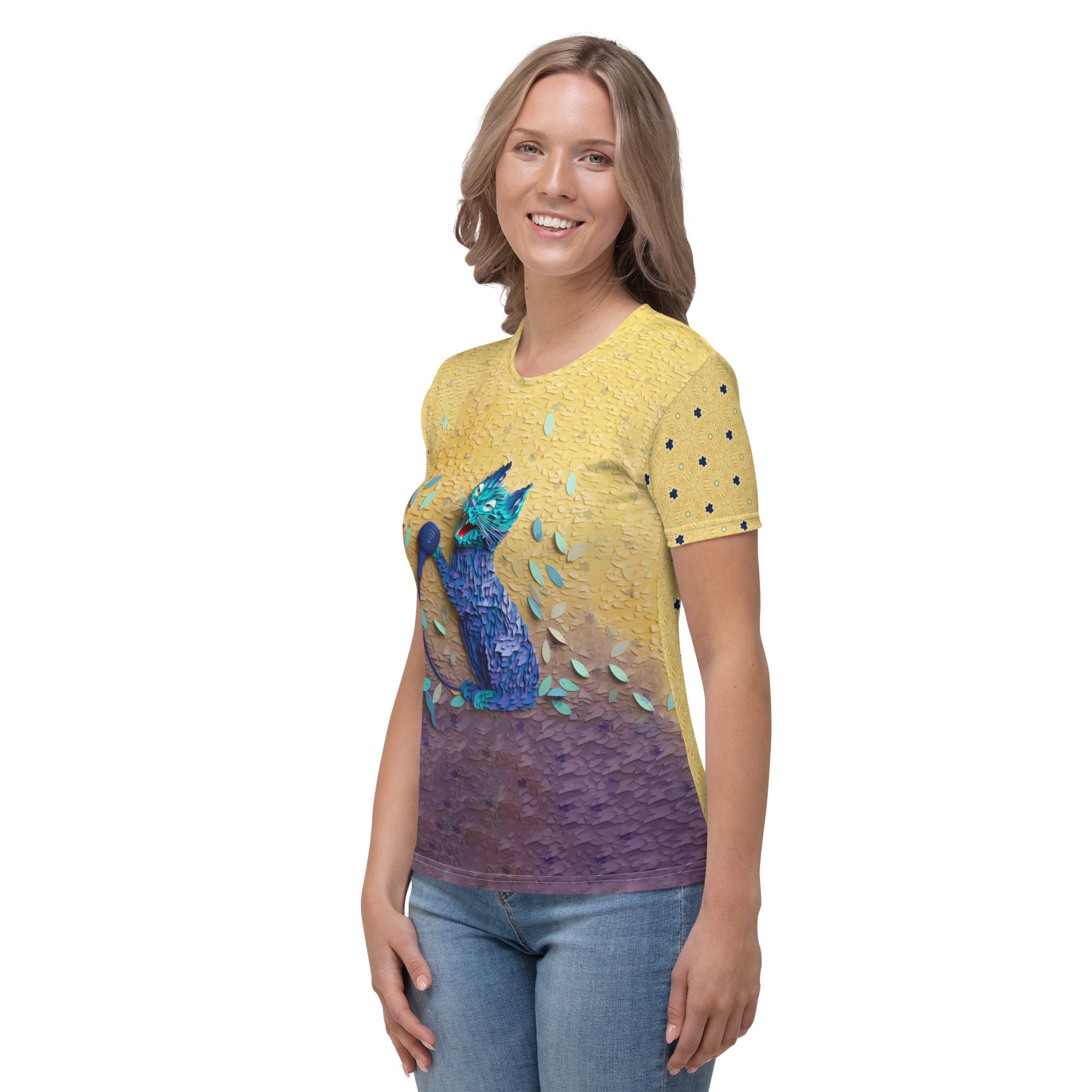 Comfortable Oceanic Waves Kirigram Women's T-Shirt for casual wear.