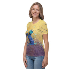 Comfortable Oceanic Waves Kirigram Women's T-Shirt for casual wear.