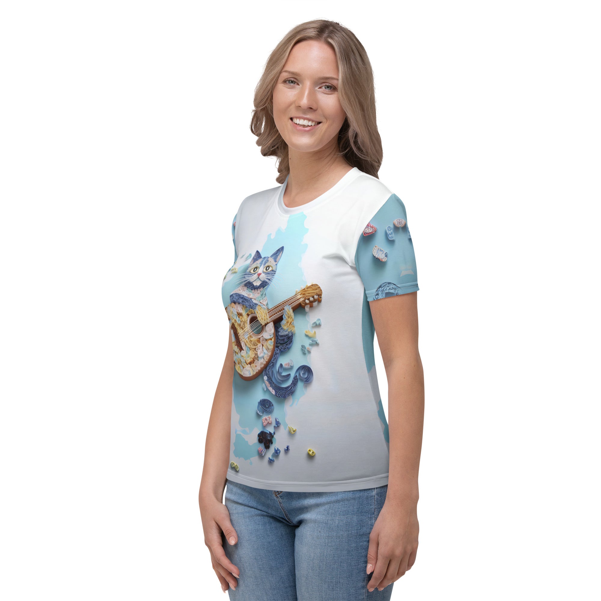 Unique Artistic Avian Flight T-Shirt in a casual setting.