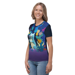 Cosmic-themed Celestial Comet Tail women's crew neck tee.