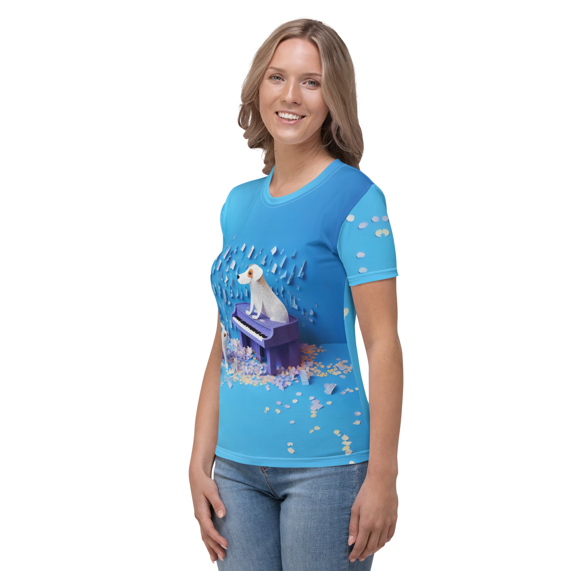 Stylish Cascading Waterfall Serenity women's T-shirt.