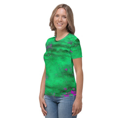 Trendy mud splattered T-shirt for women.