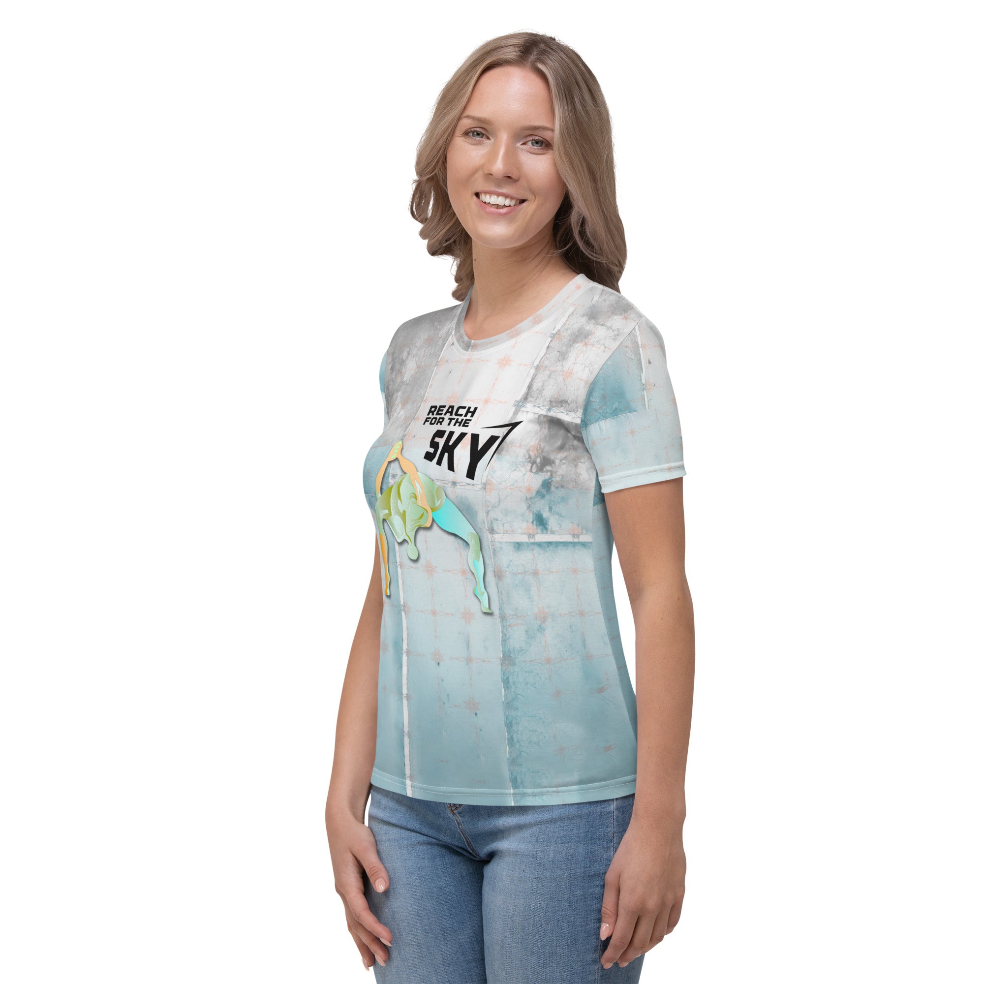 Women's crew neck with serene Flowing Lotus design.