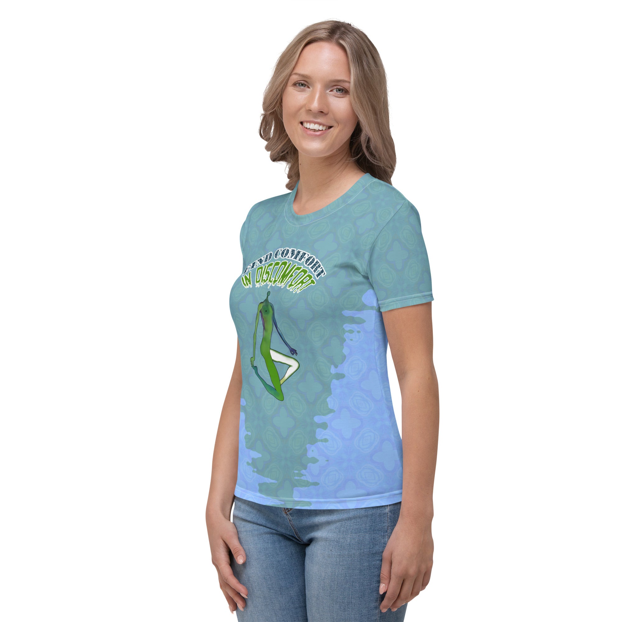 Women's crew neck featuring elegant Tree Pose design.