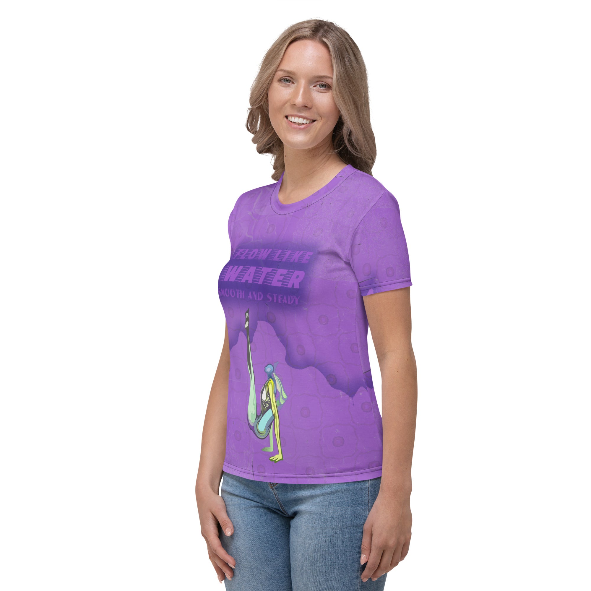 Stylish and fluid Dancer Pose women's crew neck.