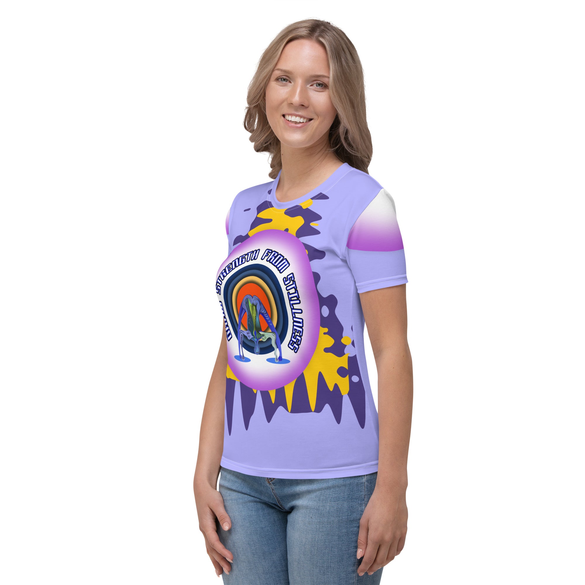 Sunrise Stretch Women's Crew Neck T-Shirt on display.