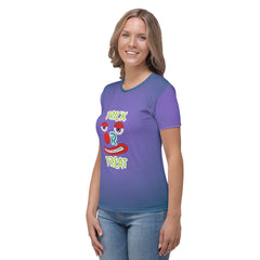 Model wearing Pumpkin Patch Delight Women's Crewneck Tee outdoors
