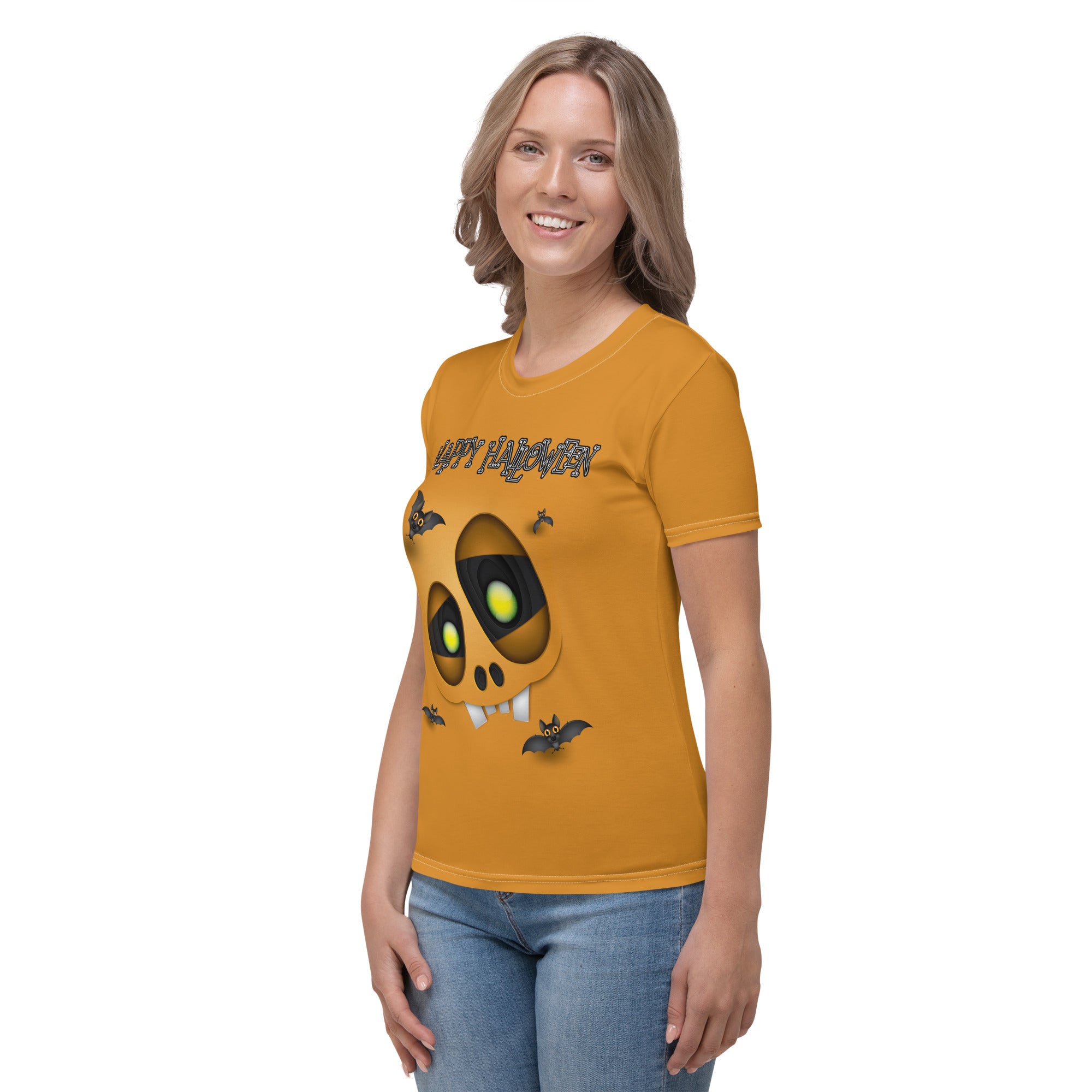 Casual crewneck Halloween tee for women.