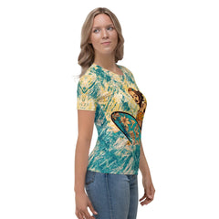 Surfing Sun All-Over Print Women's Crew Neck T-Shirt Bask In The Coastal Spirit - Beyond T-shirts