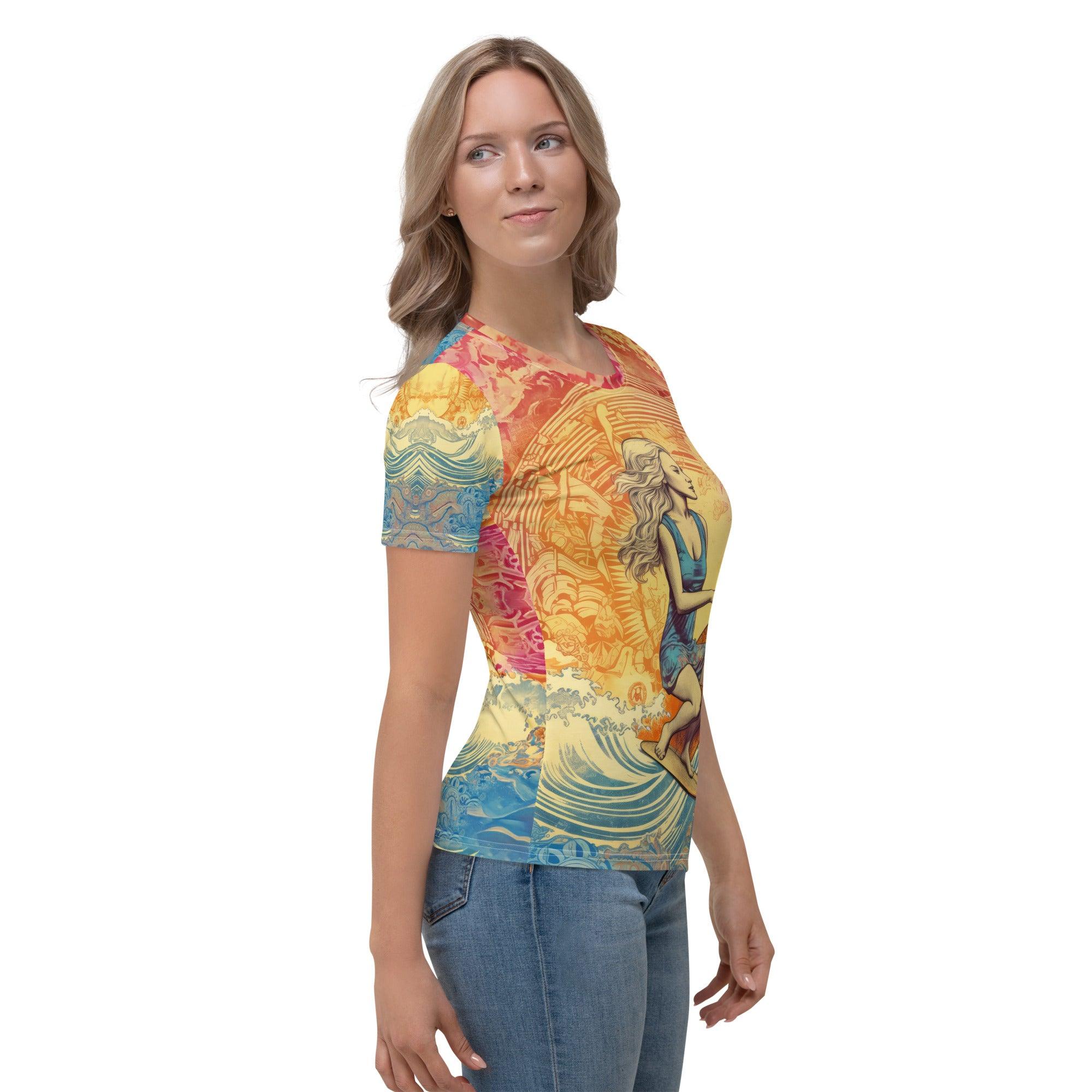 Catching Waves All-Over Print Women's Crew Neck T-Shirt - Beyond T-shirts