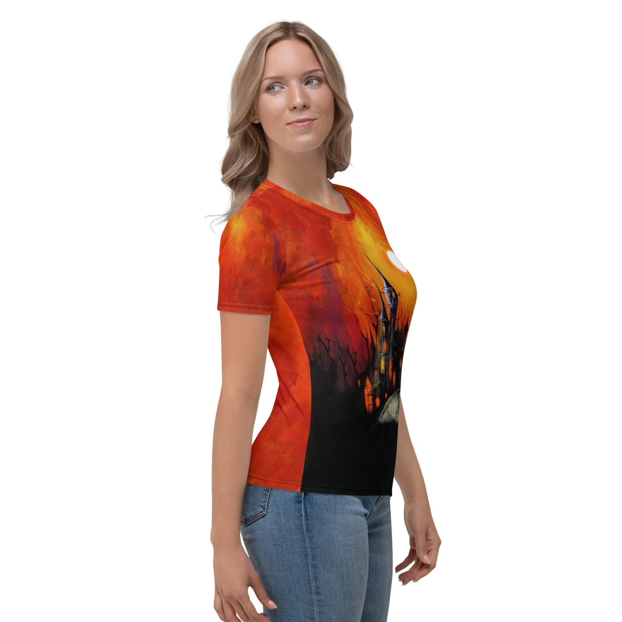 Halloween Haunted House Women's Crew Neck T-Shirt - Beyond T-shirts