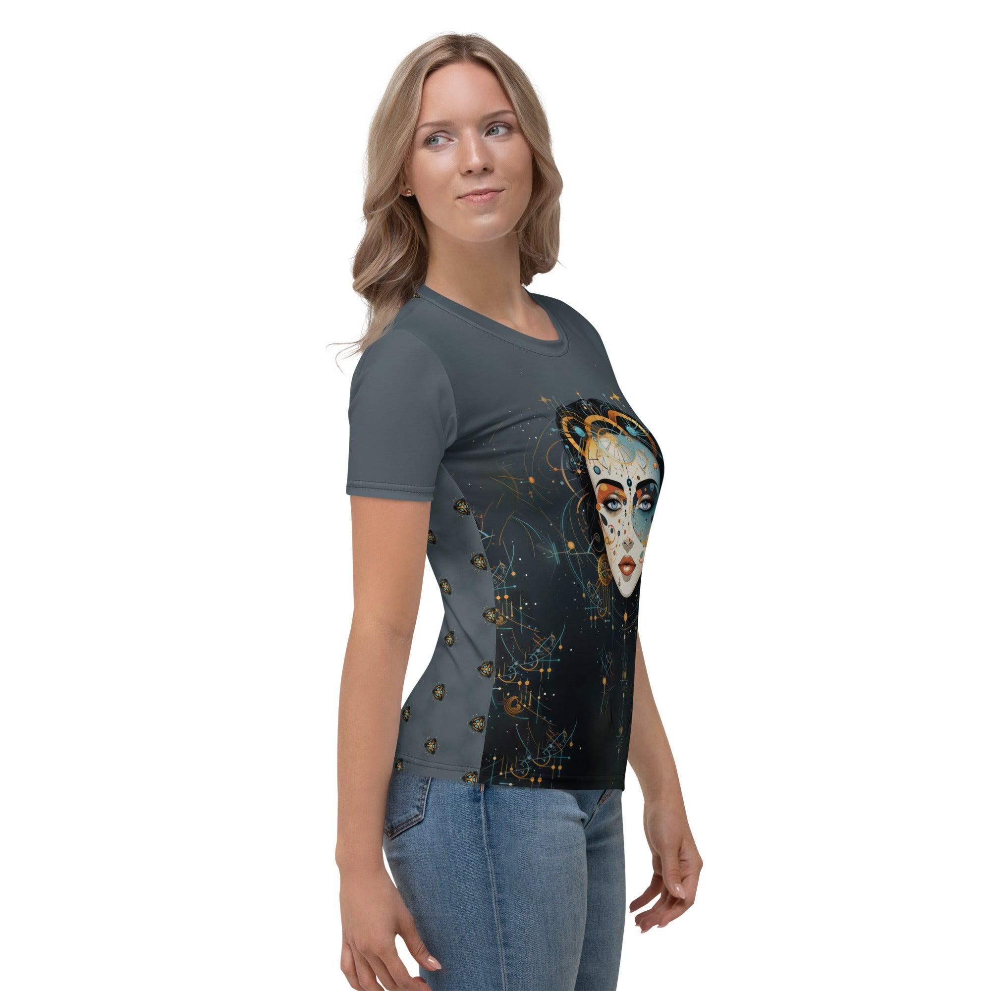 Abstract Grace Unveiled: Women's Art Crew Neck - Beyond T-shirts