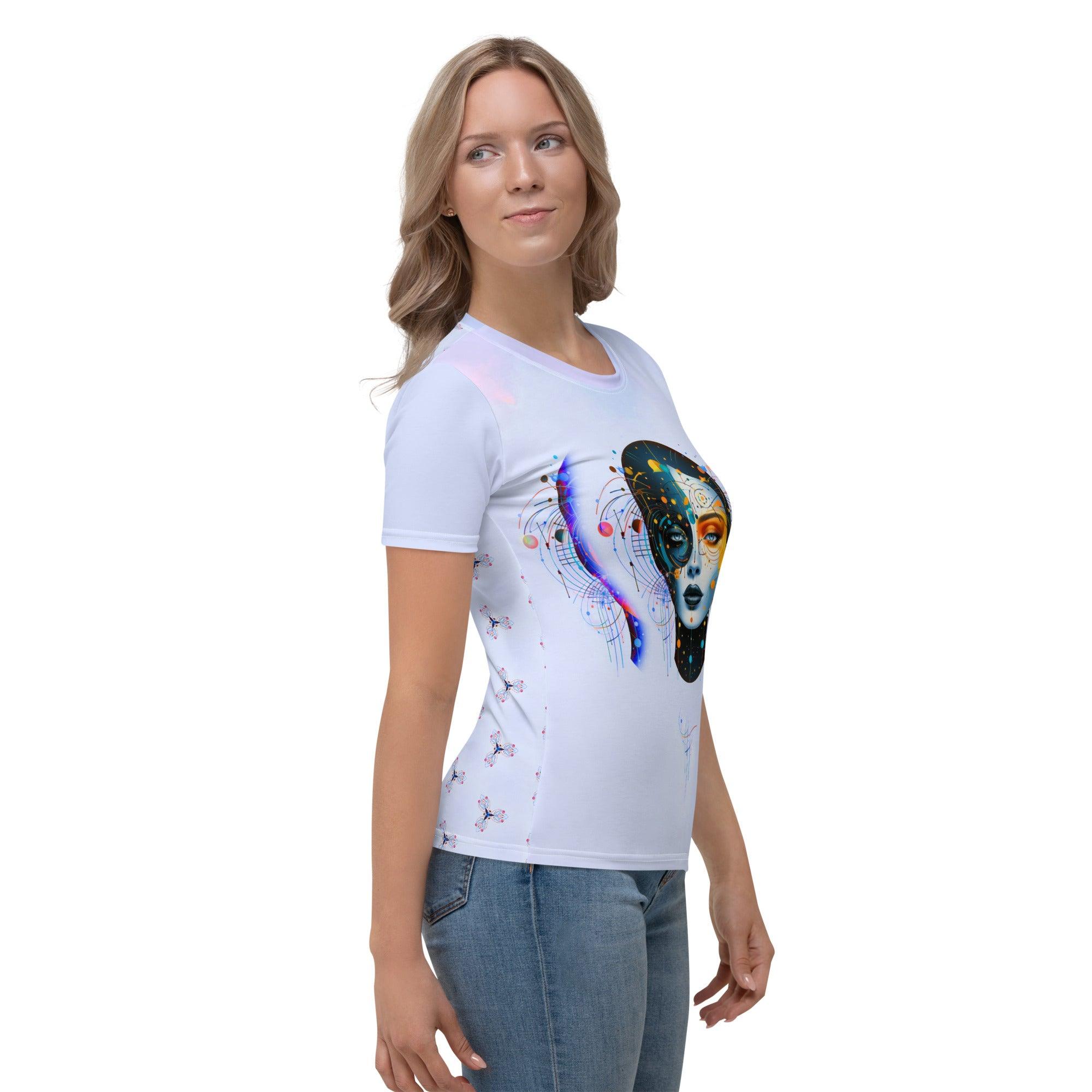 Empowerment in Abstract Elegance: Women's Art Crew Neck - Beyond T-shirts