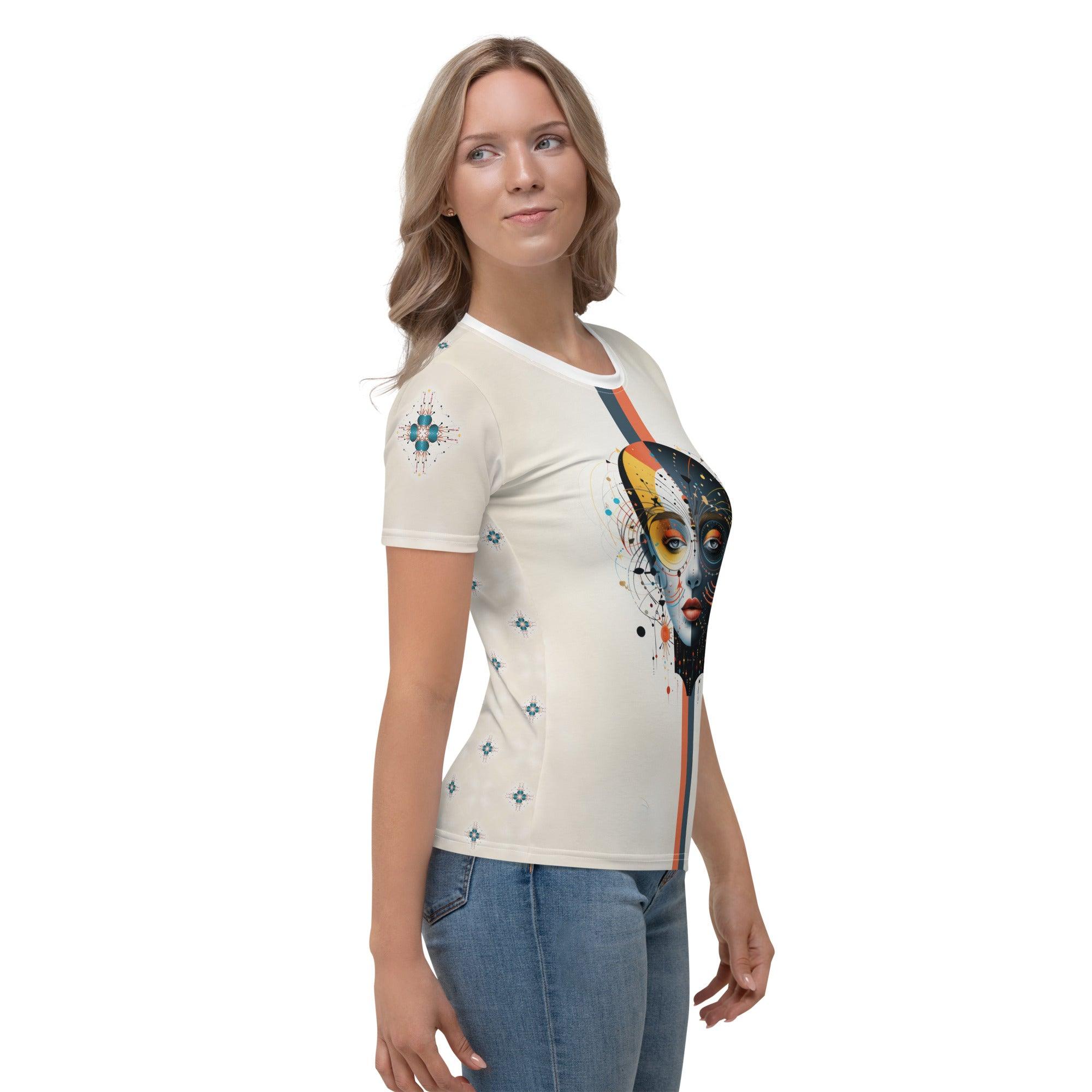 Abstract Portraits of All-Over Women's Essence Crew Neck - Beyond T-shirts