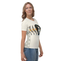 Empowerment in Abstract Elegance All-Over Women's Art Crew Neck - Beyond T-shirts