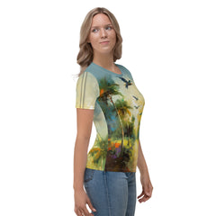 Coastal Breeze Horizon All-Over Print Women's Crew Neck T-Shirt