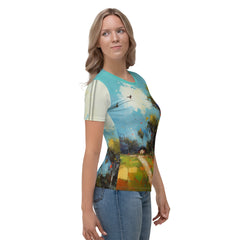 Starry Night Reflection All-Over Print Women's Crew Neck T-Shirt