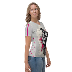 Linear Elegance All-Over Print Women's Crew Neck T-Shirt