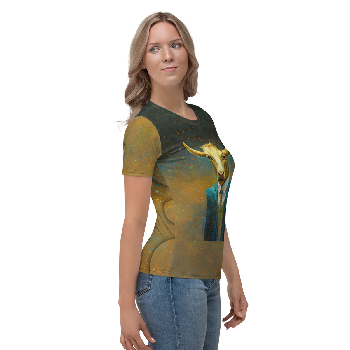 Graceful Goat All-Over Print Women's Crew Neck T-Shirt