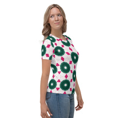 Radiant Rose Diamond Elegance Women's Crew Neck T-Shirt