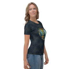 Jazzy Cat Saxophonist All-Over Print Women's Crew Neck T-Shirt