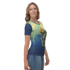 Coastal Koala Surfer All-Over Print Women's Crew Neck T-Shirt