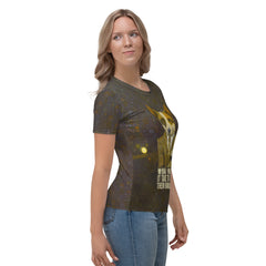 Cosmic Cat Astronaut All-Over Print Women's Crew Neck T-Shirt