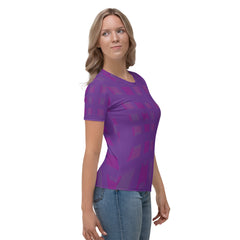 Back View of Watercolor Waves Box Stripe Women's Crew Neck Tee