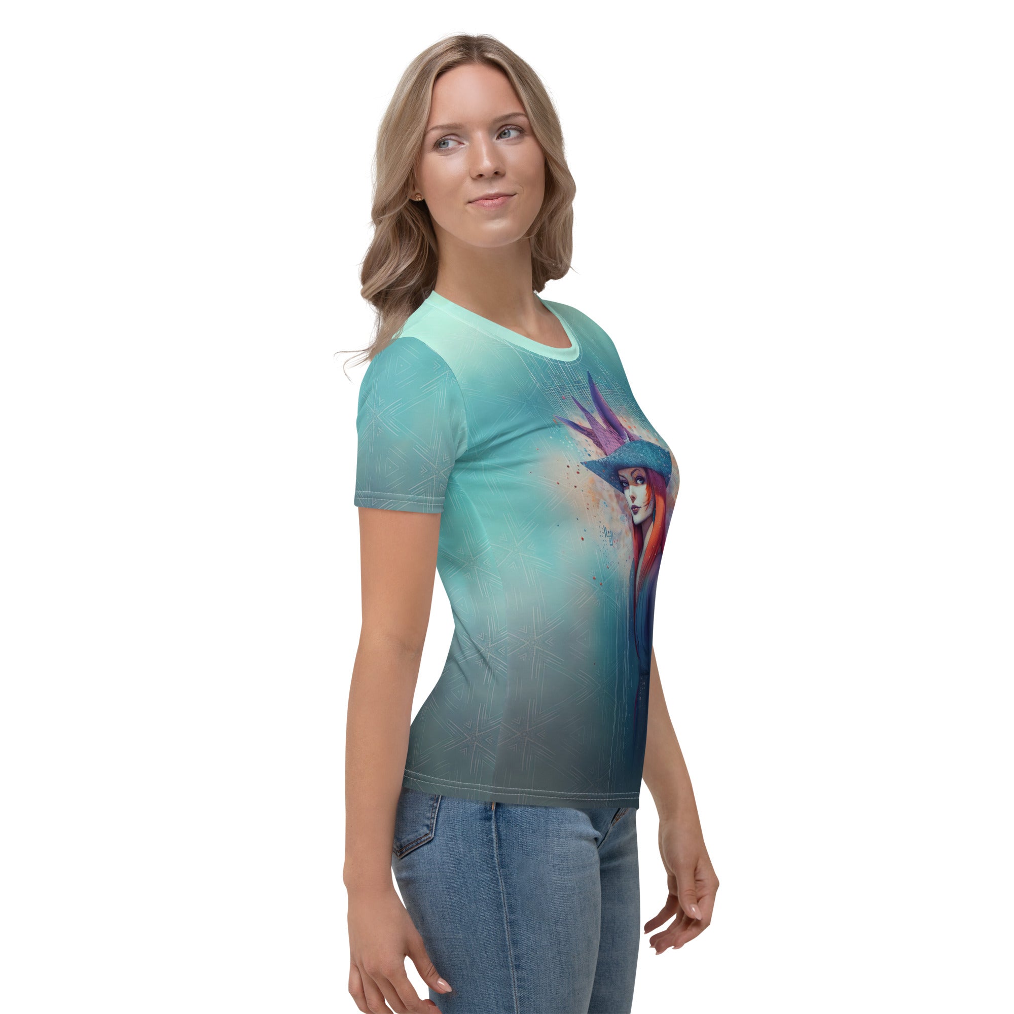 Ethereal Harmony Women's Crew Neck T-Shirt with subtle details