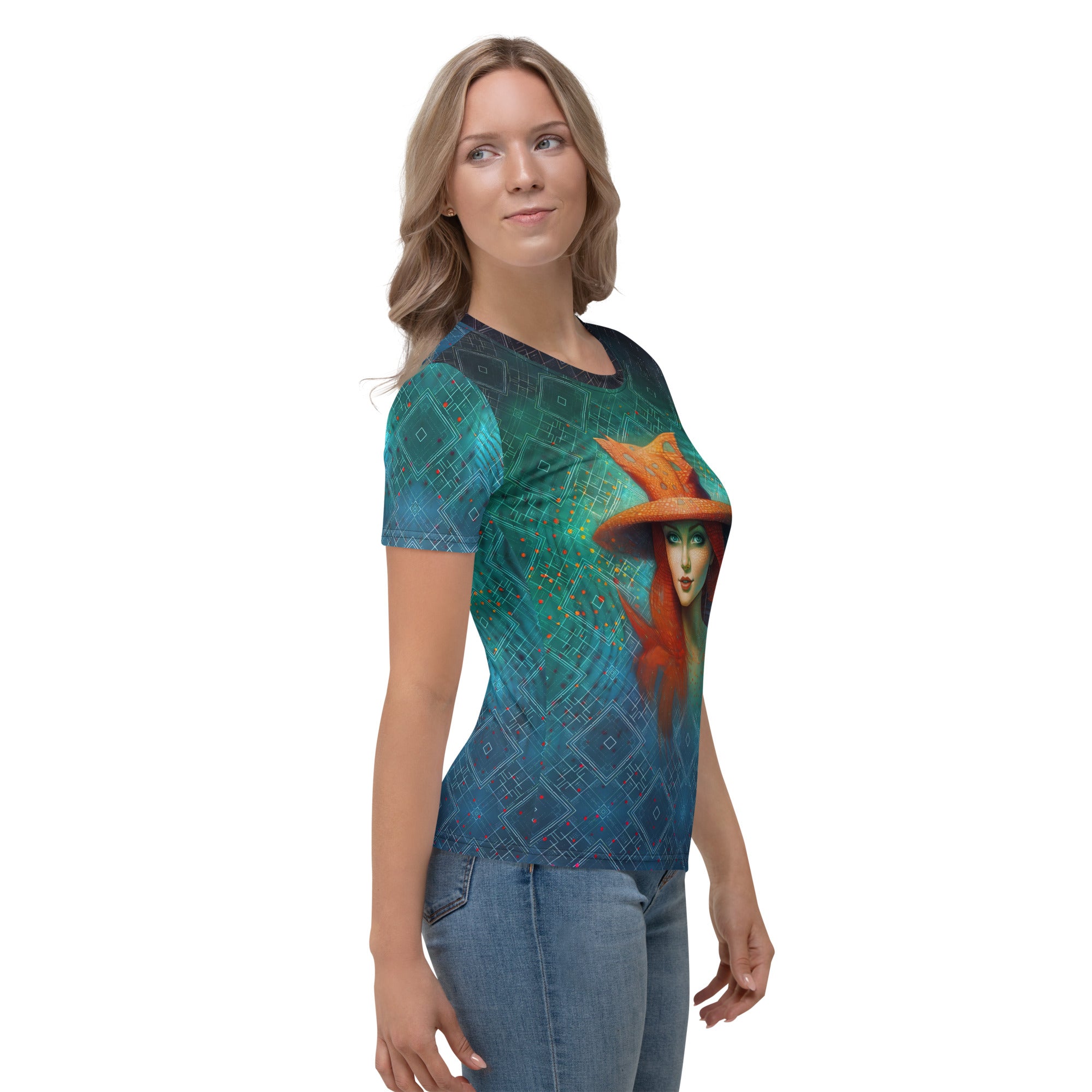 Model wearing Enchanted Moonlight Women's Crew Neck T-Shirt