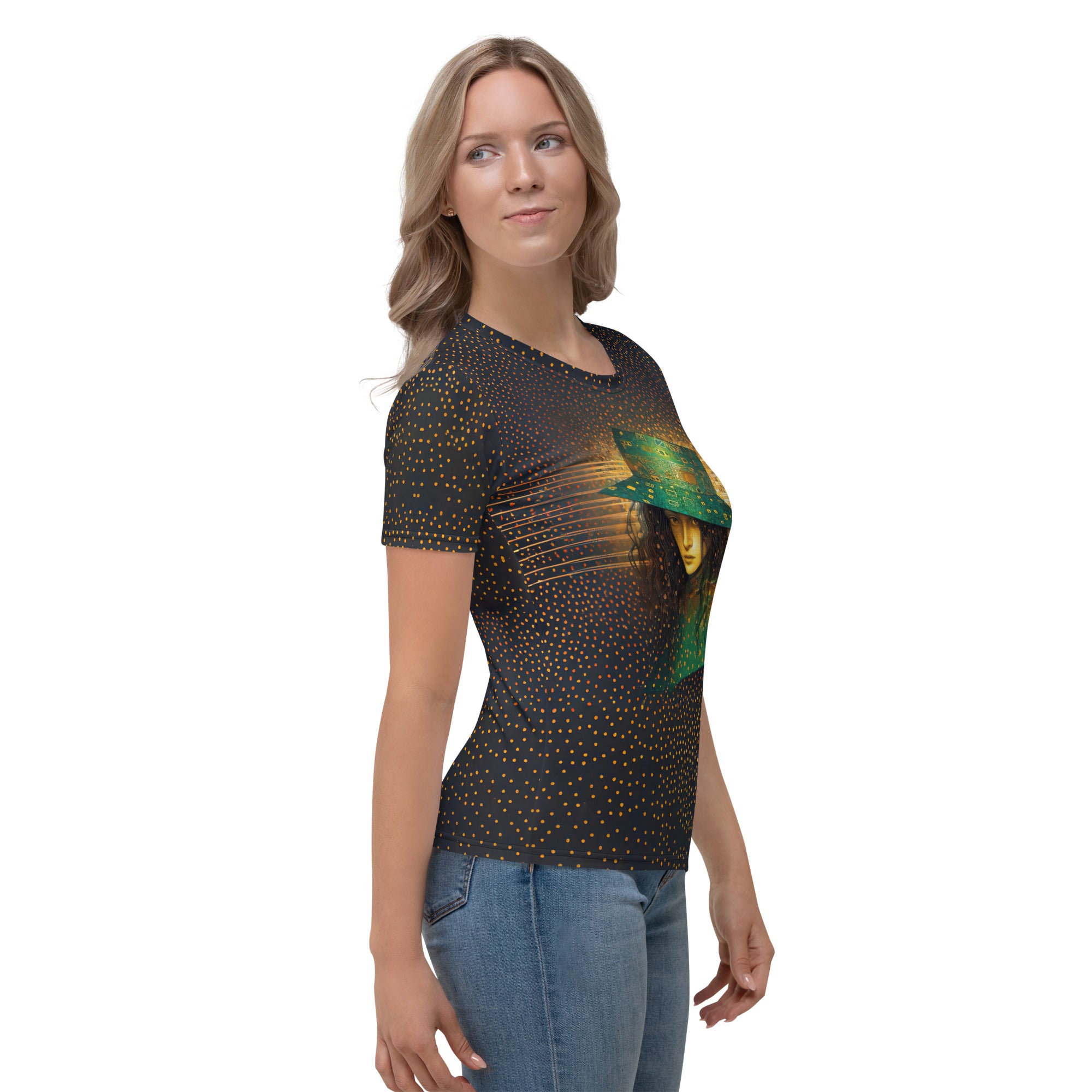 Limitless Adventure Women's Crew Neck T-Shirt displayed on a mannequin, emphasizing its flattering fit.