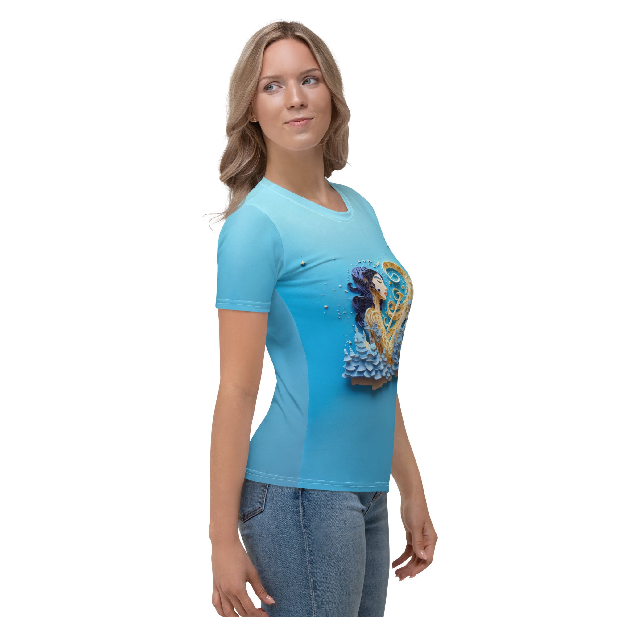 Colorful Butterfly Graphic Women's Crew Neck Tee.