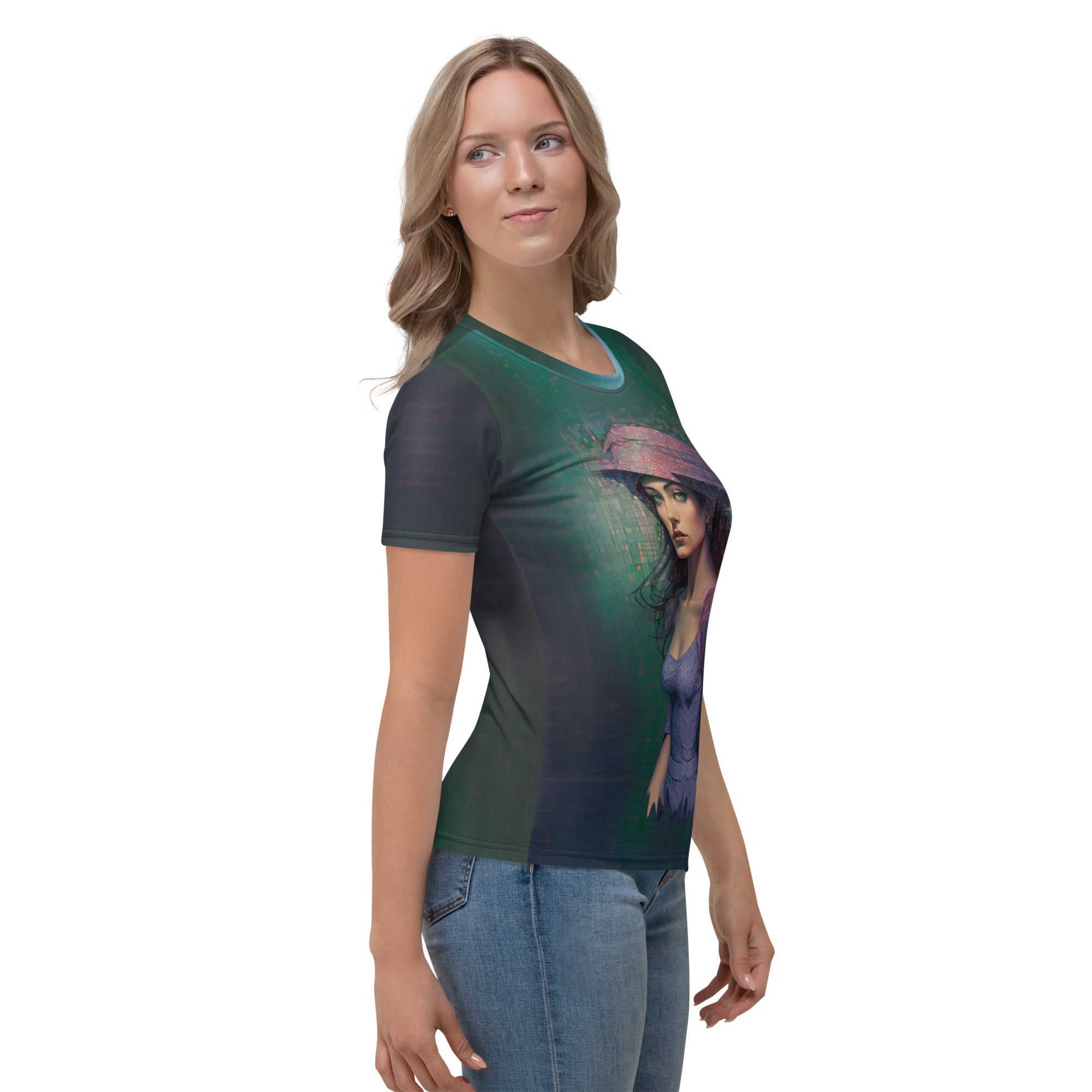 Women's crew neck with gentle ocean wave design from Tranquil Waves collection.