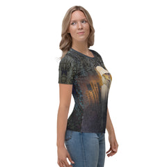 Chic women's crew neck with vibrant Floral Harmony design.