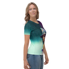 Women's crew neck featuring lush Enchanted Forest patterns.