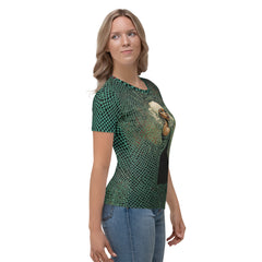 Women's fashionable crew neck with Urban Serenity design.