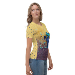 Women's Crew Neck T-Shirt with oceanic wave patterns.