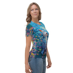 Detailed mandala design on Mystic Mandala Insight women's T-shirt.