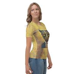 Casual and stylish Feline Frenzy crewneck tee for women