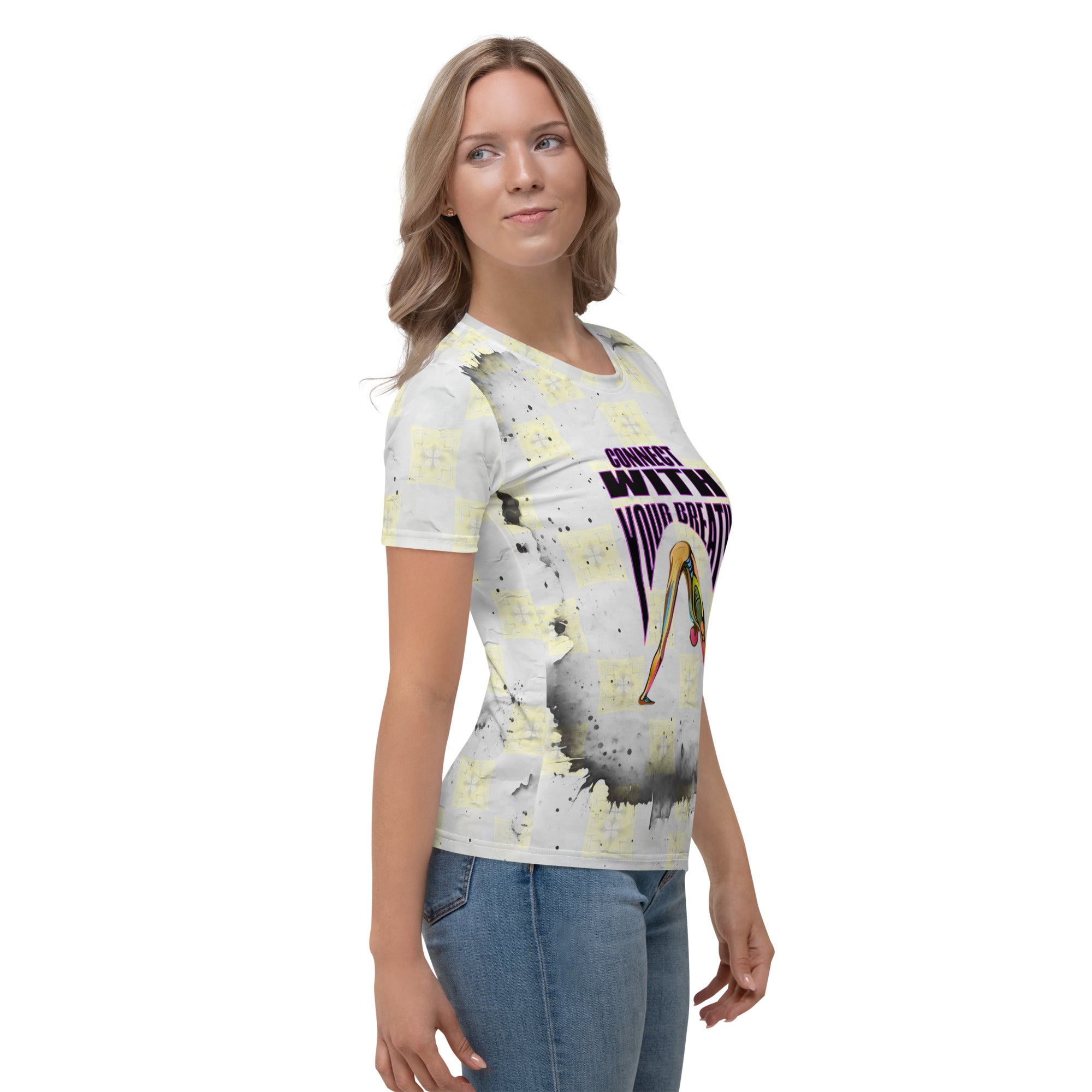 Bold and mystical Cosmic Cobra print on women's crew neck.